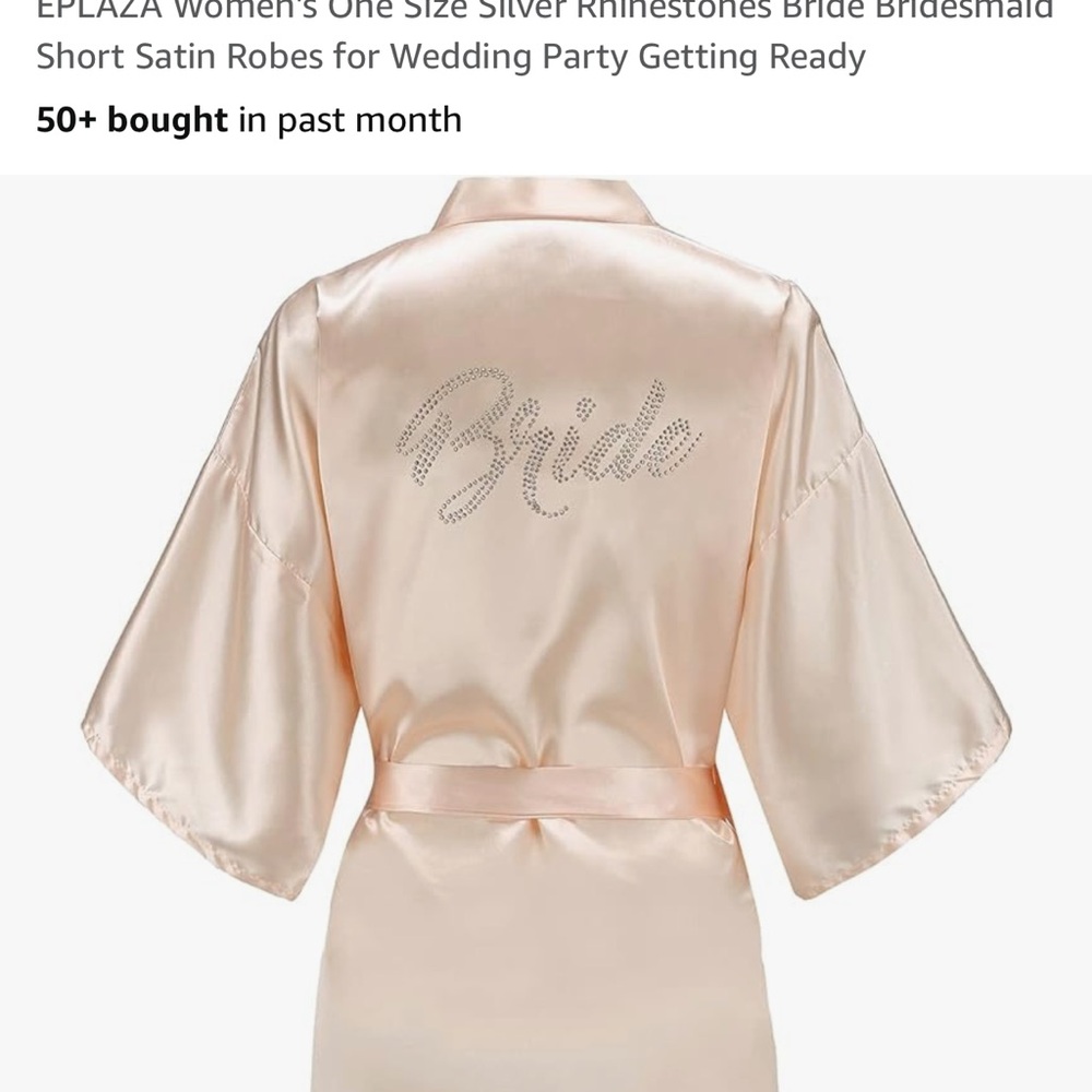 Satin Bride Robe with Rhinestone Detail - Picture 5 of 5